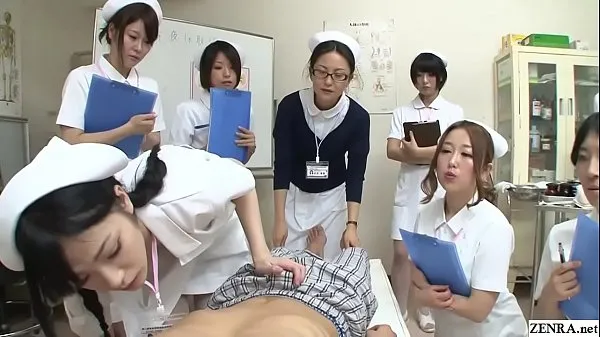 Tunjukkan JAV nurses CFNM handjob blowjob demonstration Subtitled Klip pemacu