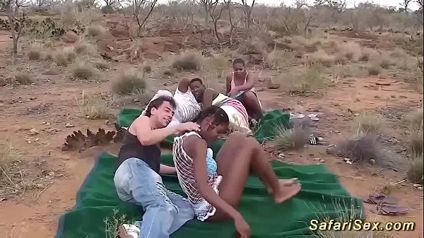 hot chocolade african girls in a real interracial outdoor groupsex bukkake fuck orgy