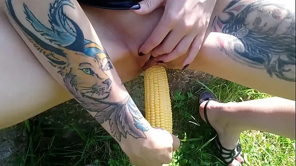 Show Lucy Ravenblood fucking pussy with corn in public drive Clips