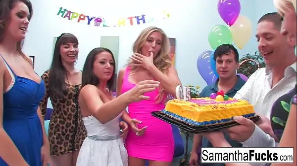 Show Samantha celebrates her birthday with a wild crazy orgy drive Clips