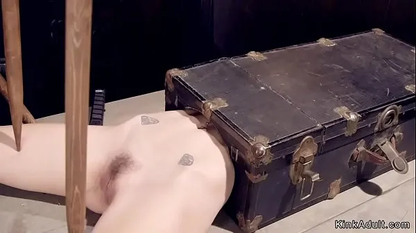 Toon Blonde slave laid in suitcase with upper body gets pussy vibrated drive Clips
