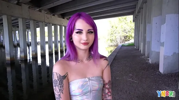 Show YNGR - Hot Inked Purple Hair Punk Teen Gets Banged drive Clips