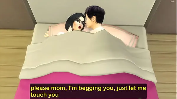 Japanese Step-mom and virgin step-son share the same bed at the hotel room on a business trip 드라이브 클립 표시