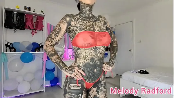 Sheer Black and Red Skimpy Micro Bikini try on Melody Radford meghajtó klip megjelenítése