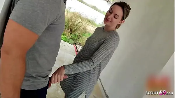 Show Cute German Teen caught Worker Jerk and tricked in MMF 3Some at Public Building drive Clips